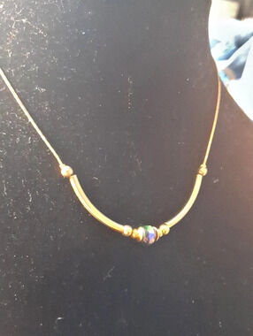 Gold-Tone Multicolor Beaded Necklace Like New